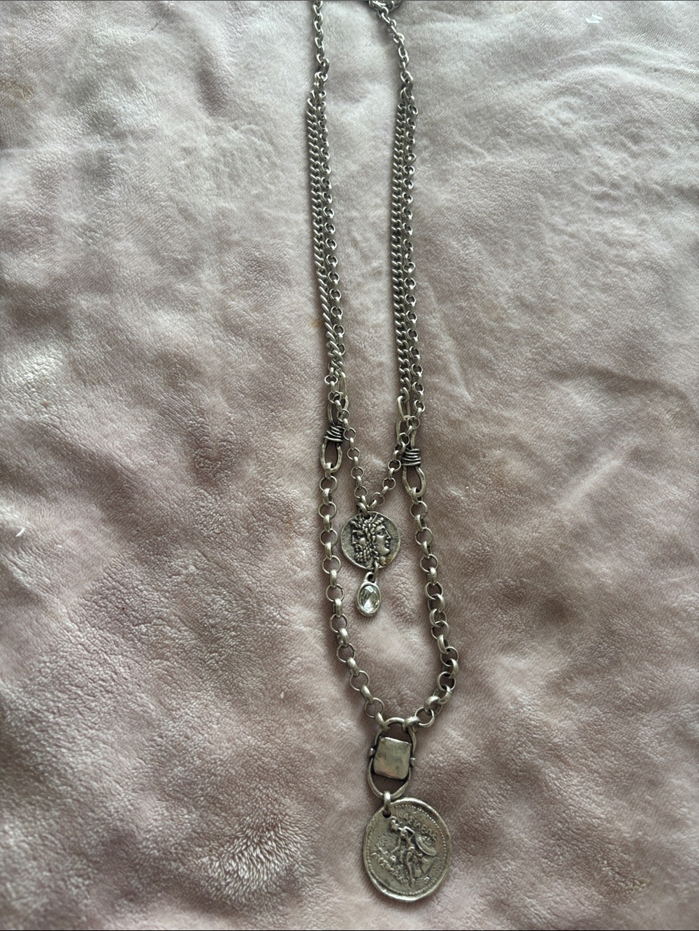 Free People Silver-Tone Layered Coin Pendant Necklace